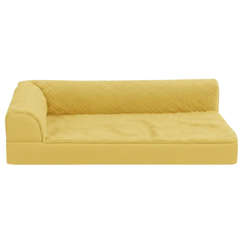 L-Shaped Memory Foam Pet Bed with Reinforced Bolster and Detachable Cover