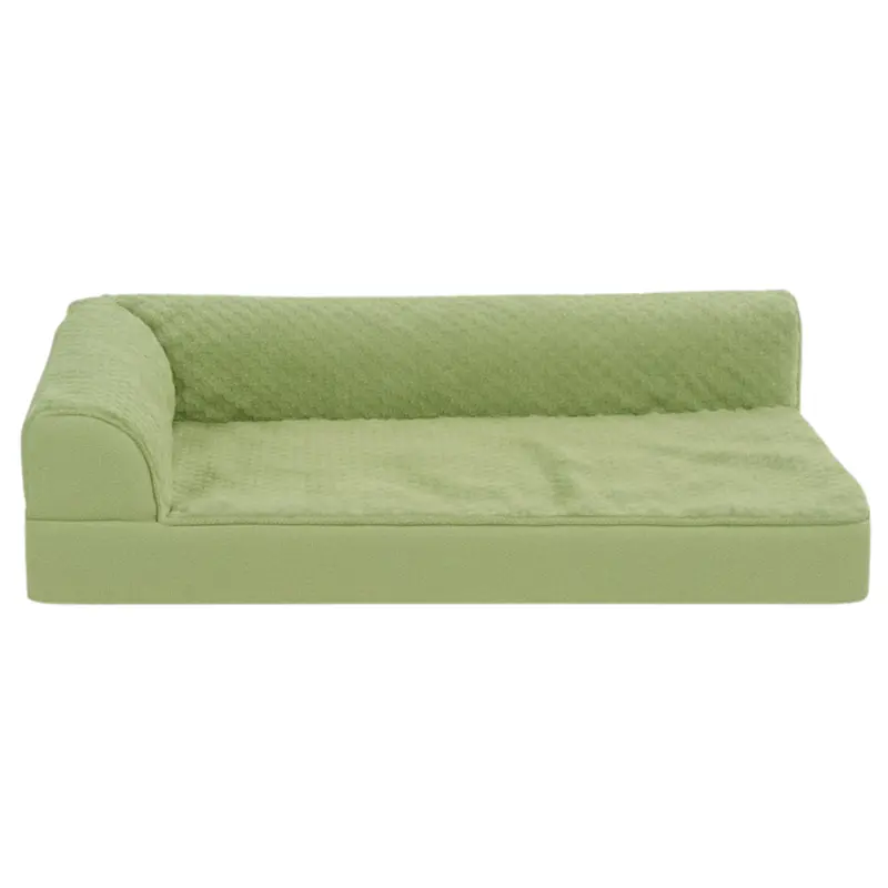L-Shaped Memory Foam Pet Bed with Reinforced Bolster and Detachable Cover