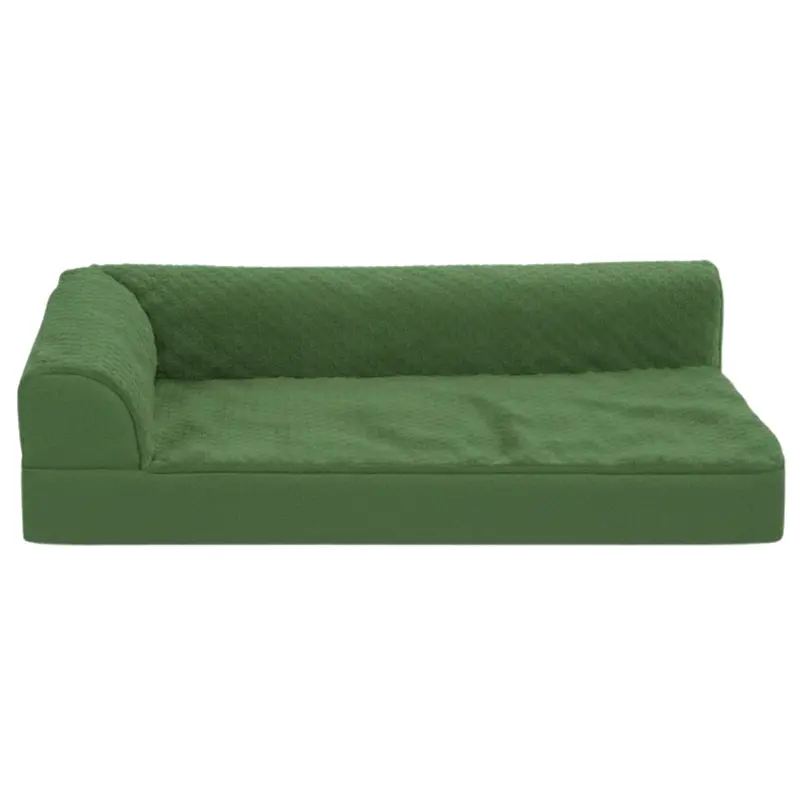 L-Shaped Memory Foam Pet Bed with Reinforced Bolster and Detachable Cover