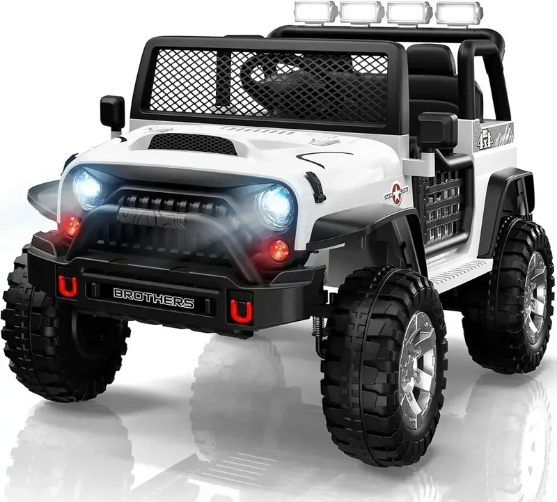 L8 12V Two-Seater Kids’ Electric Ride-On Car with Remote, 4-Wheel Suspension, and Bluetooth Speaker