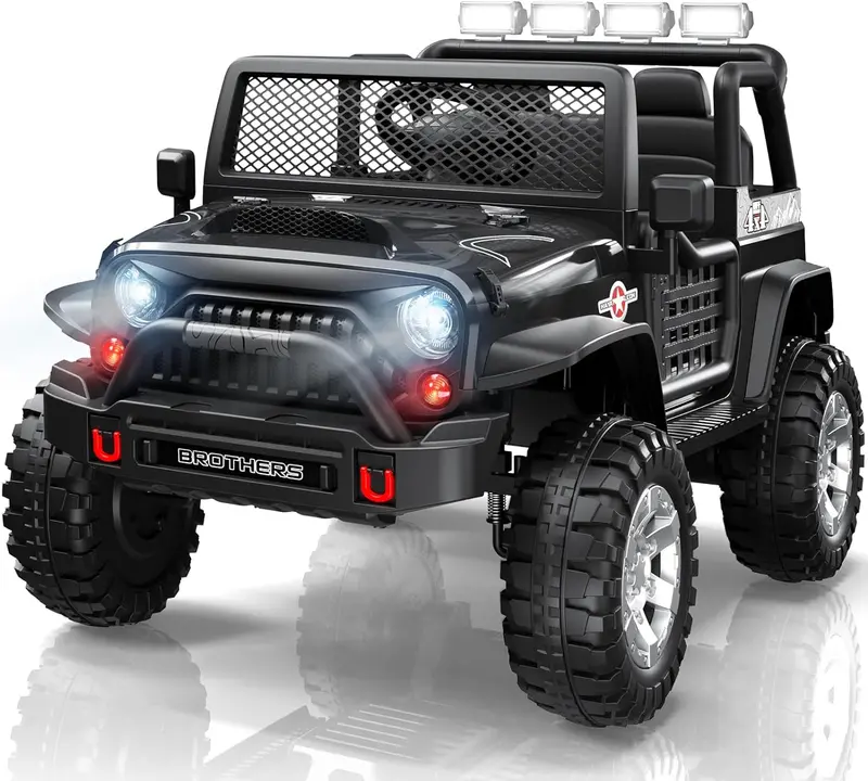 L8 Dual-Seat 12V Ride-On Car – Remote-Controlled Electric Vehicle with Bluetooth Speaker, 3-Speed Settings, LED Lights & Multi-Mode Music