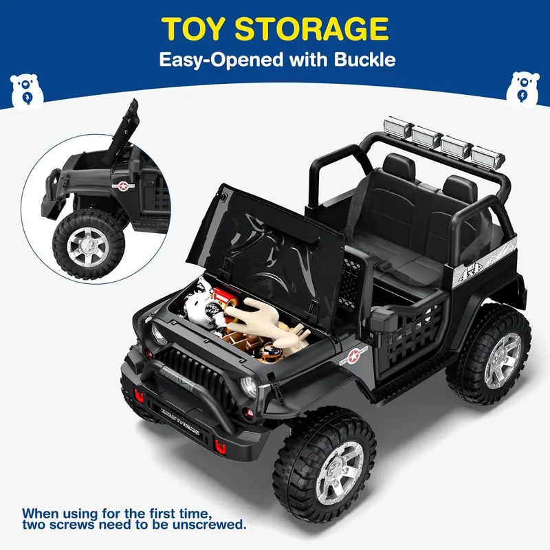 L8 Dual-Seat 12V Ride-On Car – Remote-Controlled Electric Vehicle with Bluetooth Speaker, 3-Speed Settings, LED Lights & Multi-Mode Music