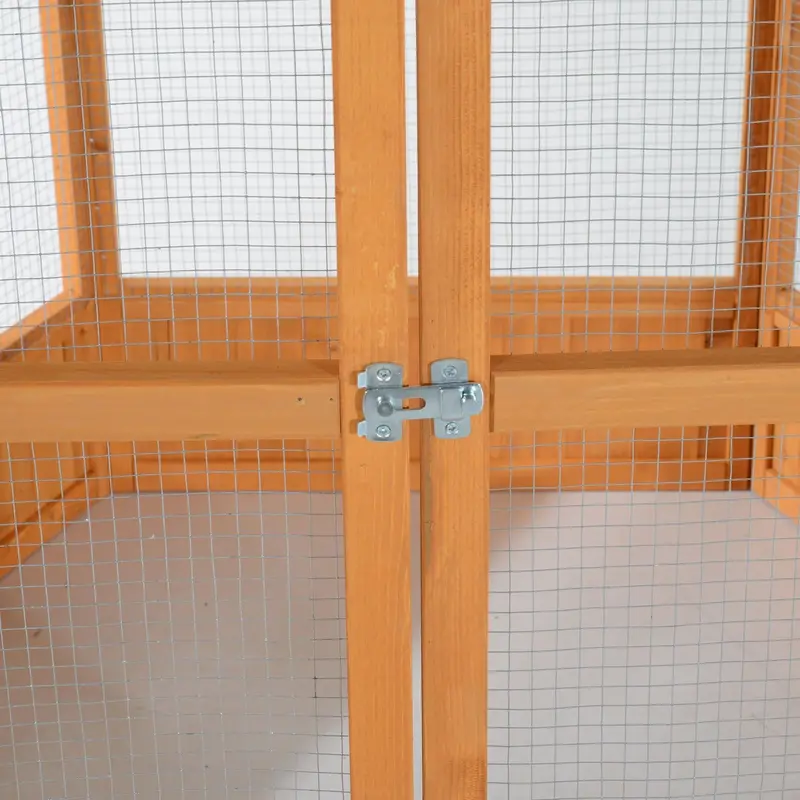 Large Hexagonal Wooden Outdoor Aviary – Covered Roof Flight Cage for Birds & Small Pets