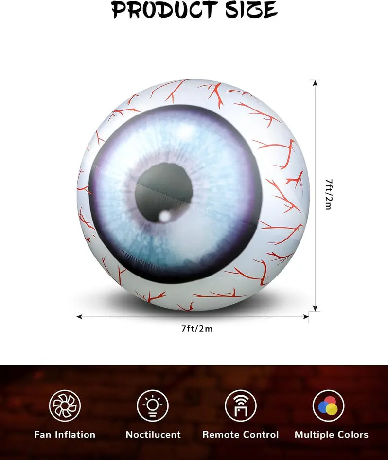 Large Outdoor Inflatable Eyeball Decoration – Halloween Yard Display
