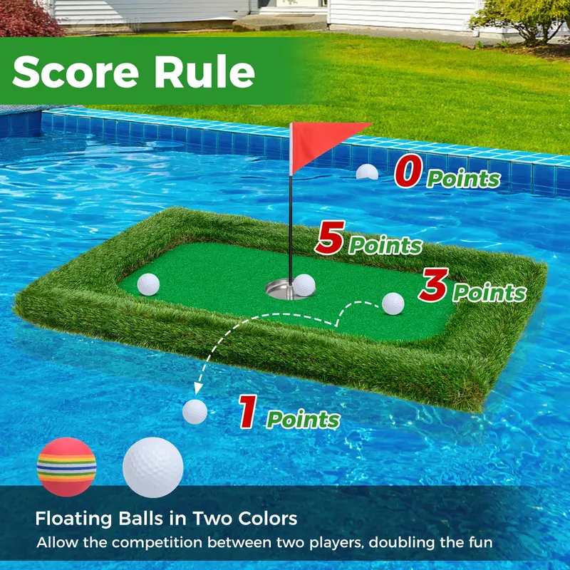Large Rectangular Floating Golf Mat – Pool Chipping Green with Hitting Area, No Balls Included (37.5" x 25.5")