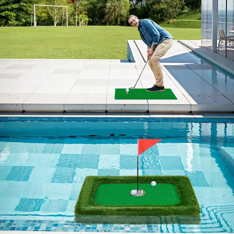 Large Rectangular Floating Golf Mat – Pool Chipping Green with Hitting Area, No Balls Included (37.5" x 25.5")