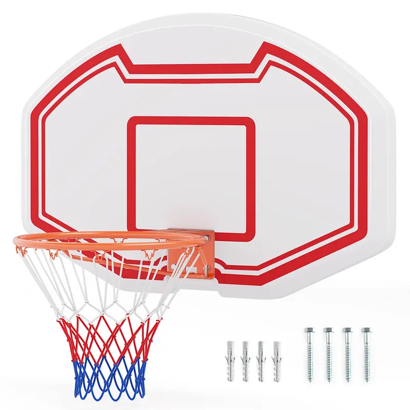 Large Wall-Mounted Indoor/Outdoor Basketball Hoop with 36" x 24" Shatterproof Backboard