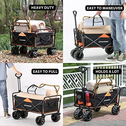 Large-Wheel Foldable Utility Wagon – 350 lb Capacity, All-Terrain Transport