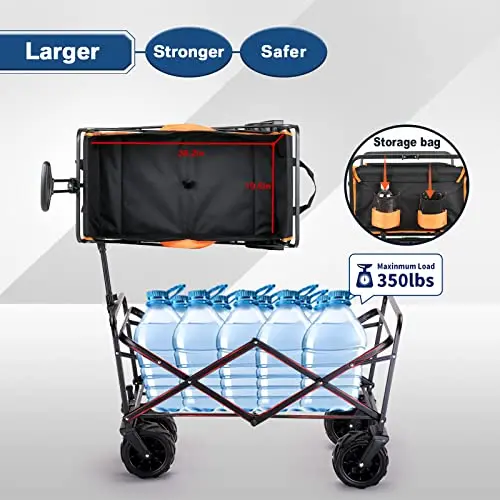 Large-Wheel Foldable Utility Wagon – 350 lb Capacity, All-Terrain Transport