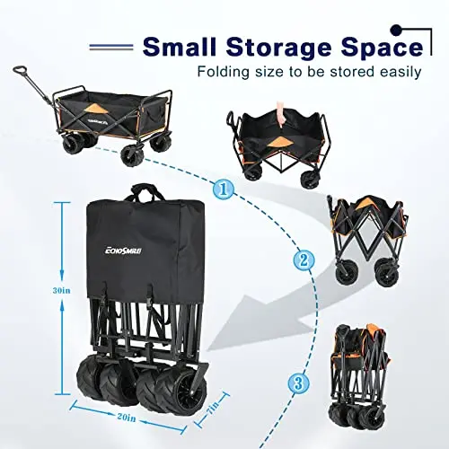 Large-Wheel Foldable Utility Wagon – 350 lb Capacity, All-Terrain Transport