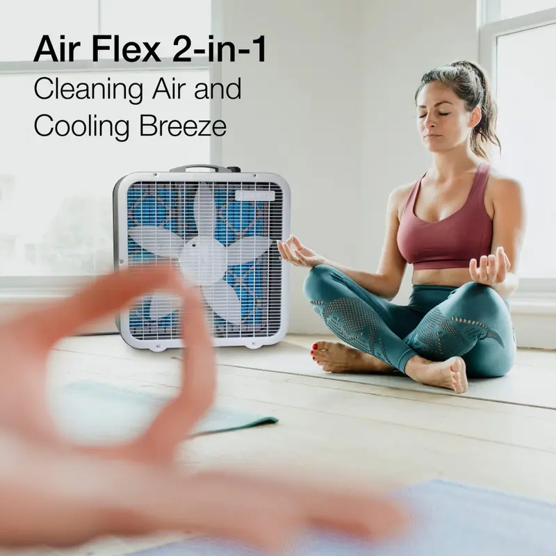 Lasko FF305 20" 2-in-1 Air Purifier & Oscillating Box Fan — 3 Speeds, White
