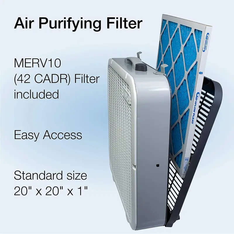Lasko FF305 20" 2-in-1 Air Purifier & Oscillating Box Fan — 3 Speeds, White
