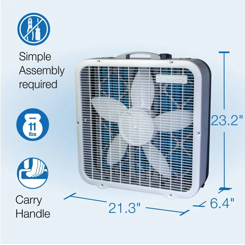 Lasko FF305 20" 2-in-1 Air Purifier & Oscillating Box Fan — 3 Speeds, White