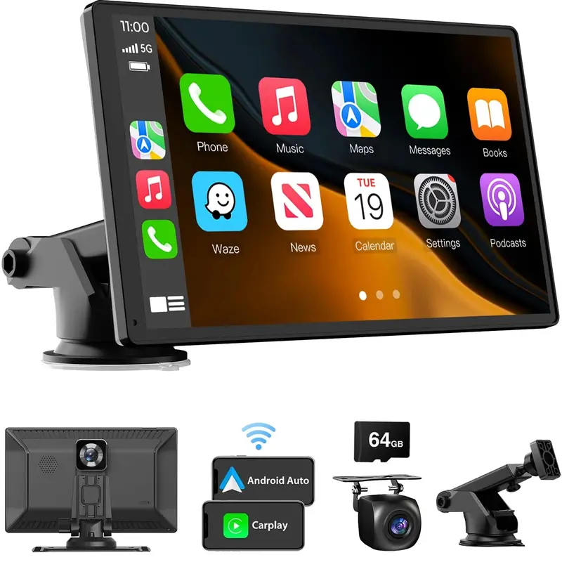 Laviay Wireless CarPlay Head Unit with 4K Resolution Dash Cam Integration