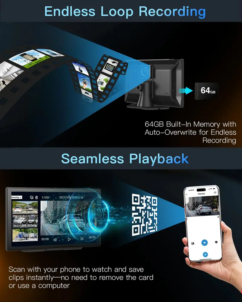 Laviay Wireless CarPlay Head Unit with 4K Resolution Dash Cam Integration