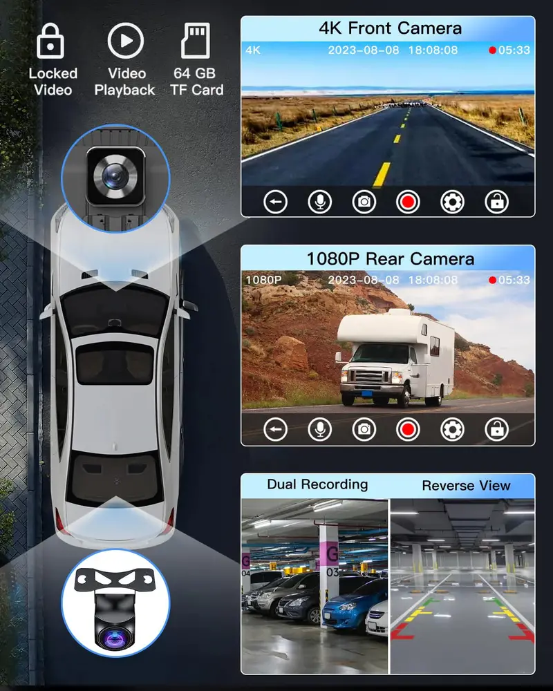 Laviay Wireless CarPlay Head Unit with 4K Resolution Dash Cam Integration