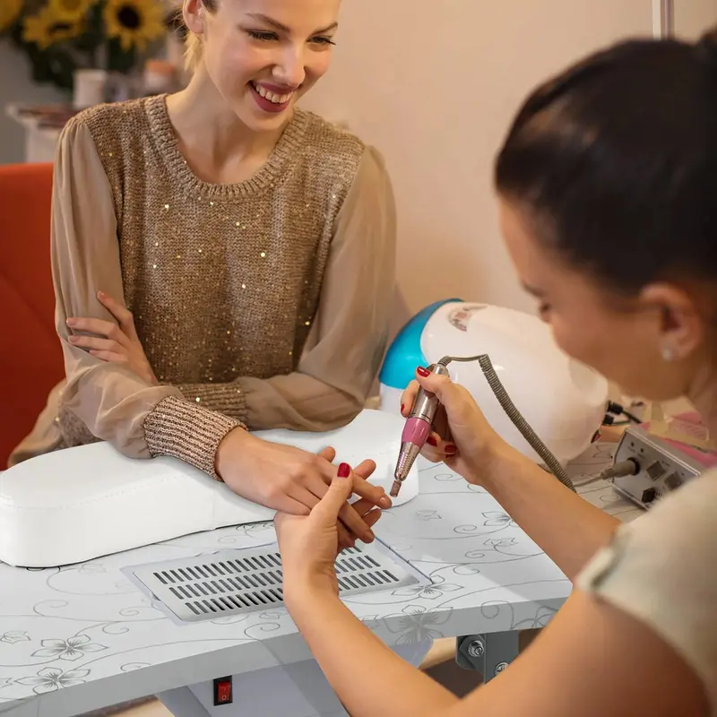 LDAILY Portable Nail Technician Table with Built-in Electric Dust Extraction