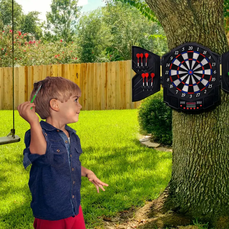 LED Electronic Dartboard Cabinet – Professional Dart Game Set for Home or Rec Room
