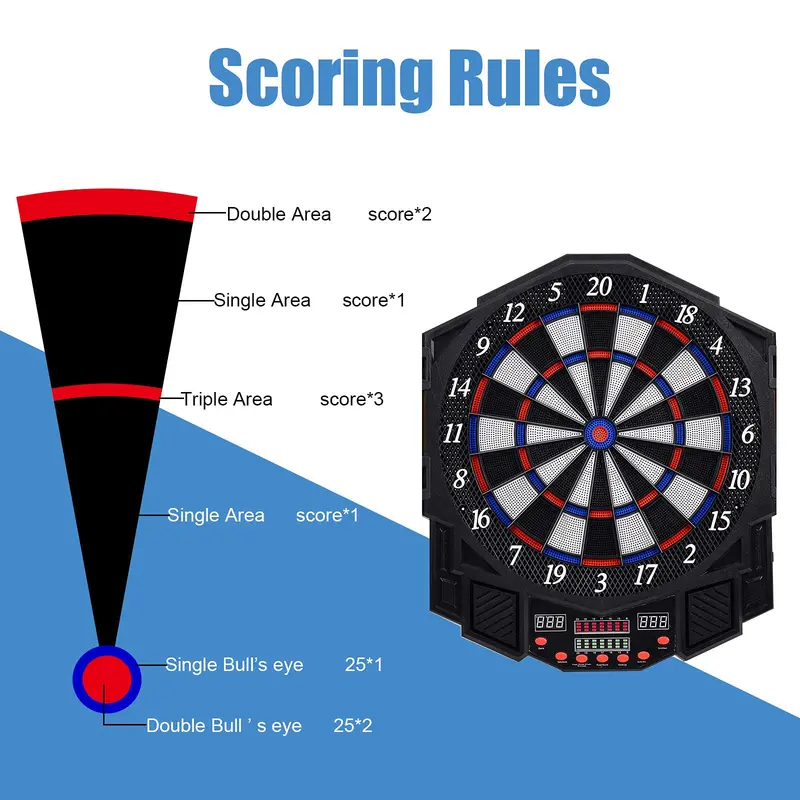 LED Electronic Dartboard Cabinet – Professional Dart Game Set for Home or Rec Room