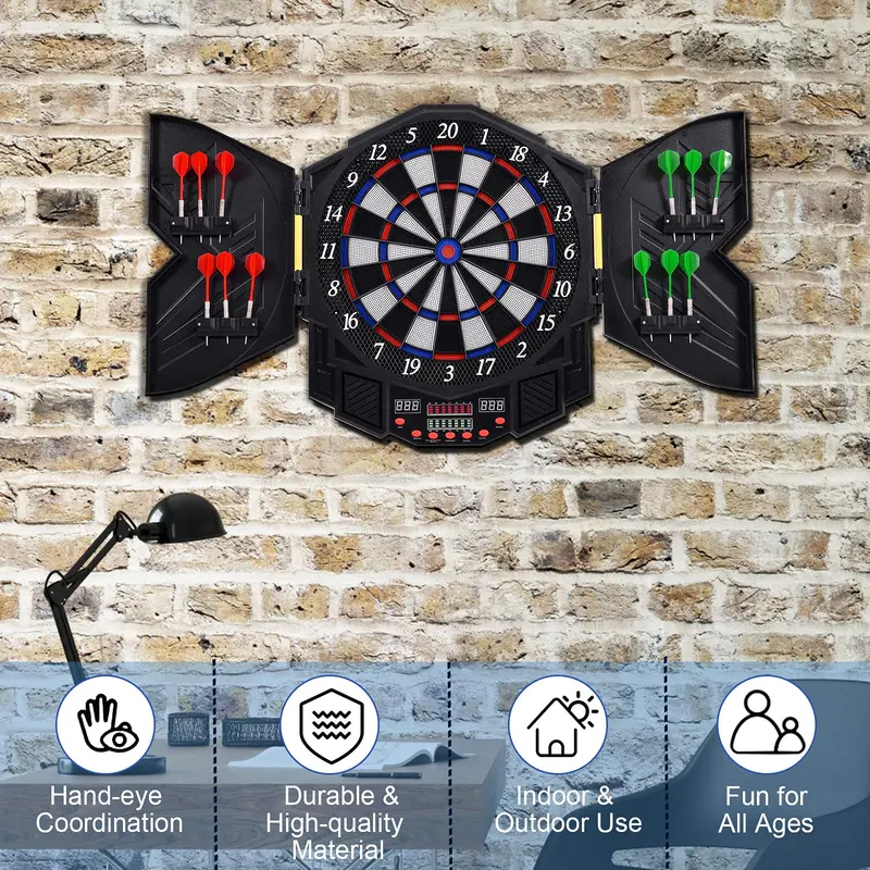 LED Electronic Dartboard Cabinet – Professional Dart Game Set for Home or Rec Room
