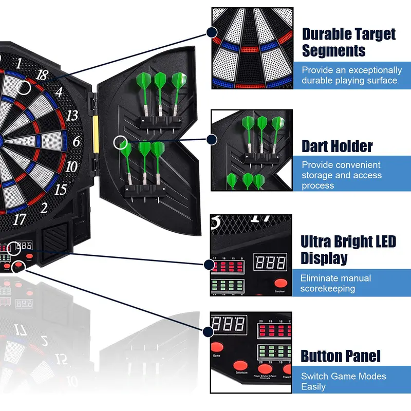 LED Electronic Dartboard Cabinet – Professional Dart Game Set for Home or Rec Room