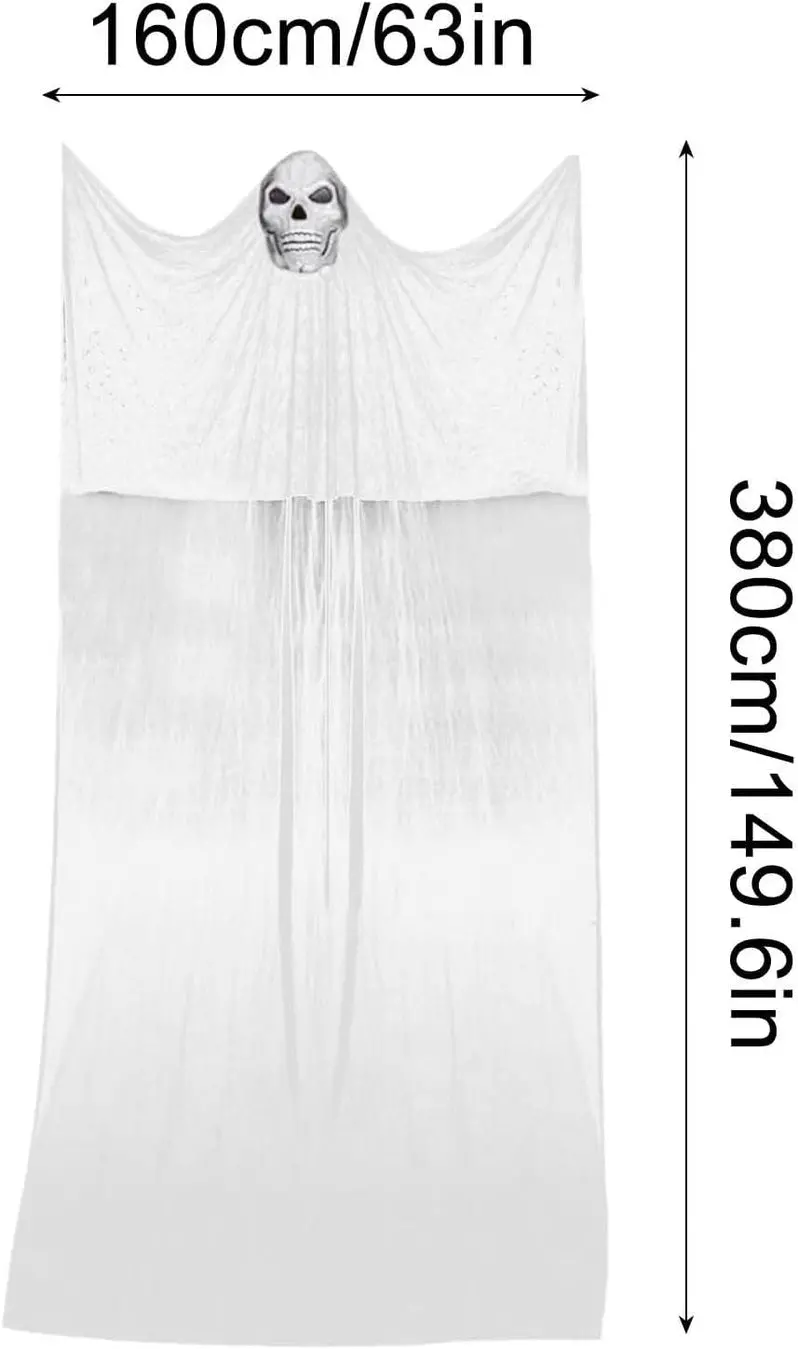 LED Hanging Ghost Light – Large Yarn-Wrapped Horror Decor for Indoor/Outdoor Halloween