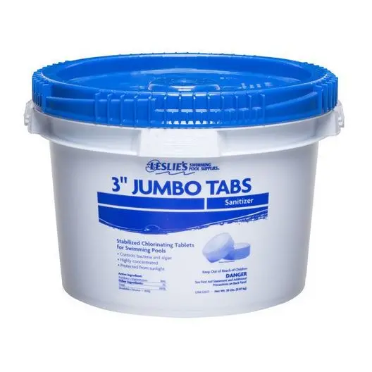 Leslie’s Jumbo Chlorine Pool Tablets – 3-Inch Slow-Dissolve Trichlor, 20-Lb Bucket