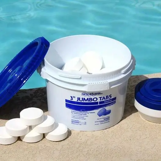 Leslie’s Jumbo Chlorine Pool Tablets – 3-Inch Slow-Dissolve Trichlor, 20-Lb Bucket