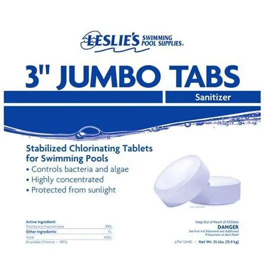 Leslie’s Jumbo Chlorine Pool Tablets – 3-Inch Slow-Dissolve Trichlor, 20-Lb Bucket