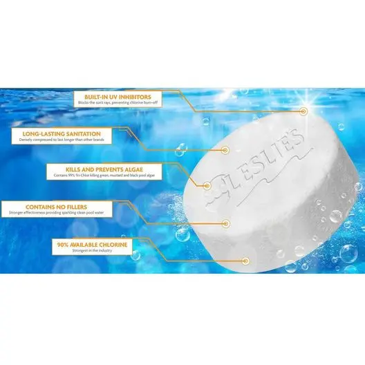 Leslie’s Jumbo Chlorine Pool Tablets – 3-Inch Slow-Dissolve Trichlor, 20-Lb Bucket