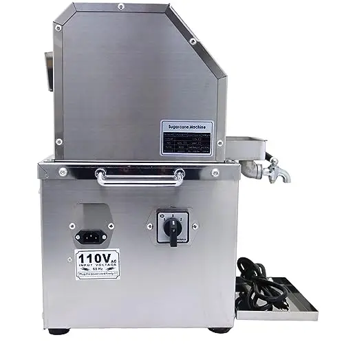 LGXEnzhuo Electric Sugarcane Juicer – 800W Stainless Steel Crusher with Triple Rollers, 110V Home/Commercial Use