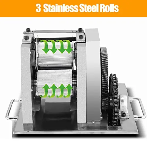 LGXEnzhuo Electric Sugarcane Juicer – 800W Stainless Steel Crusher with Triple Rollers, 110V Home/Commercial Use