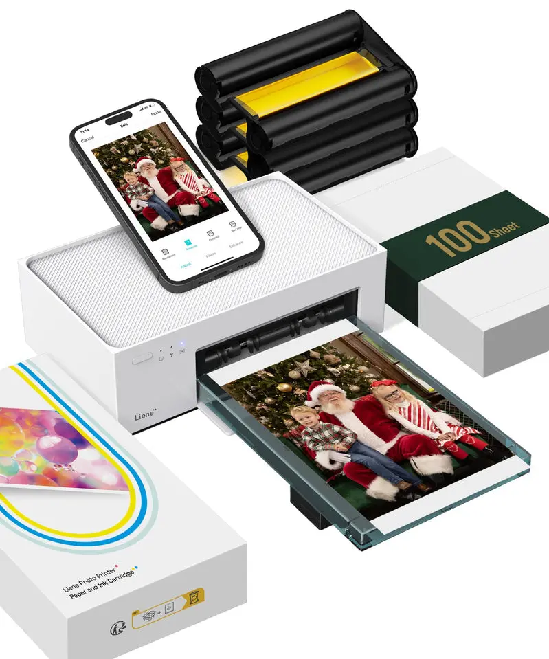 Liene 46mm Portable Photo Printer – Wi-Fi Enabled Thermal-Dye Sublimation, 100-Sheet Pack, iOS & Android Compatible