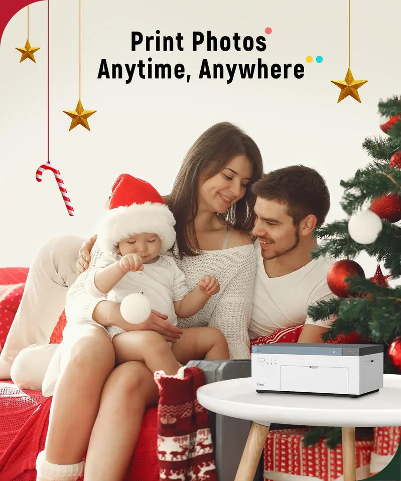 Liene 46mm Portable Photo Printer – Wi-Fi Enabled Thermal-Dye Sublimation, 100-Sheet Pack, iOS & Android Compatible