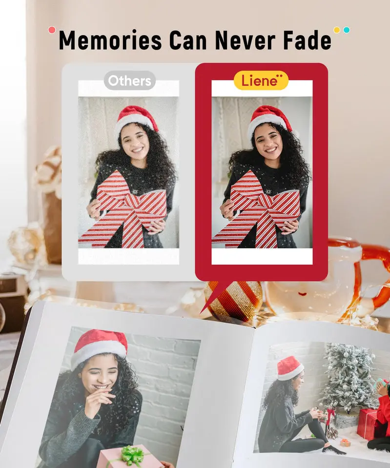 Liene 46mm Portable Photo Printer – Wi-Fi Enabled Thermal-Dye Sublimation, 100-Sheet Pack, iOS & Android Compatible