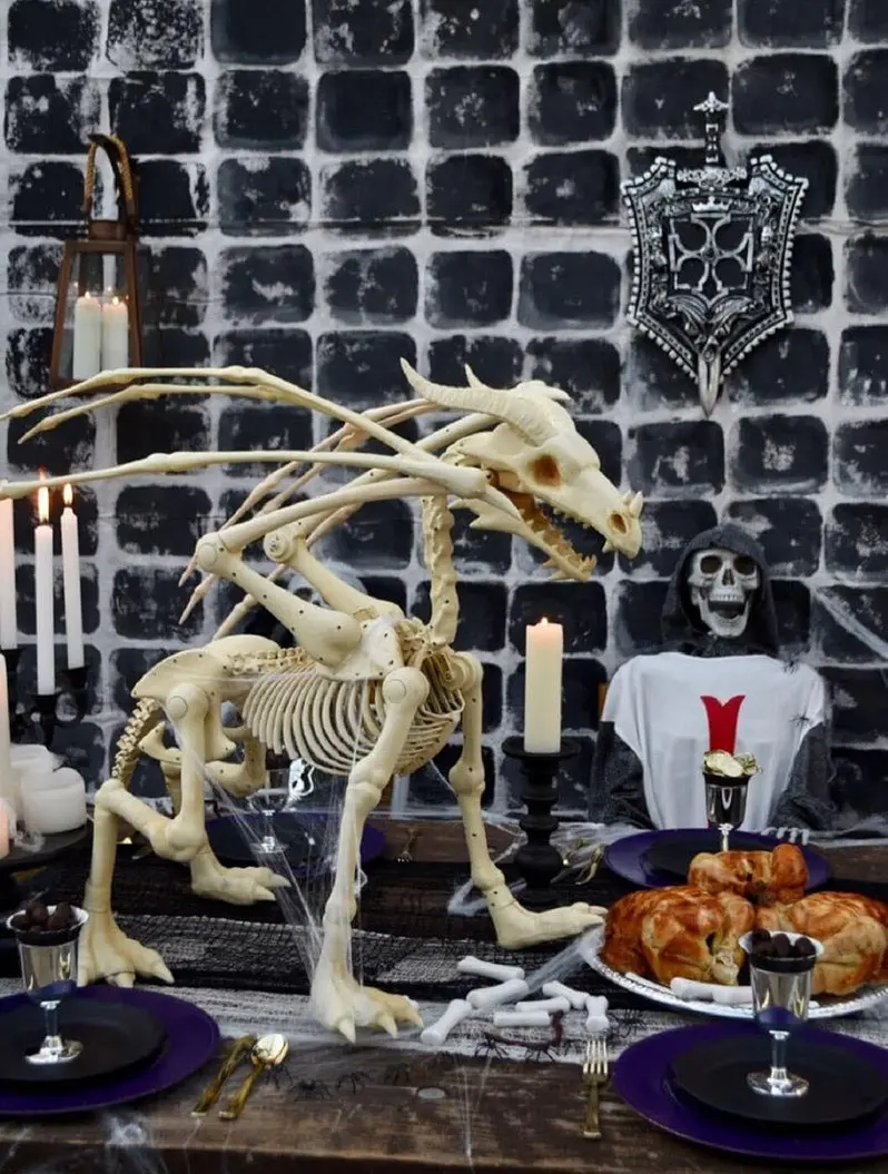 Life-Size 4-Foot Pterosaur Skeleton Decor for Halloween Spooktacular Displays