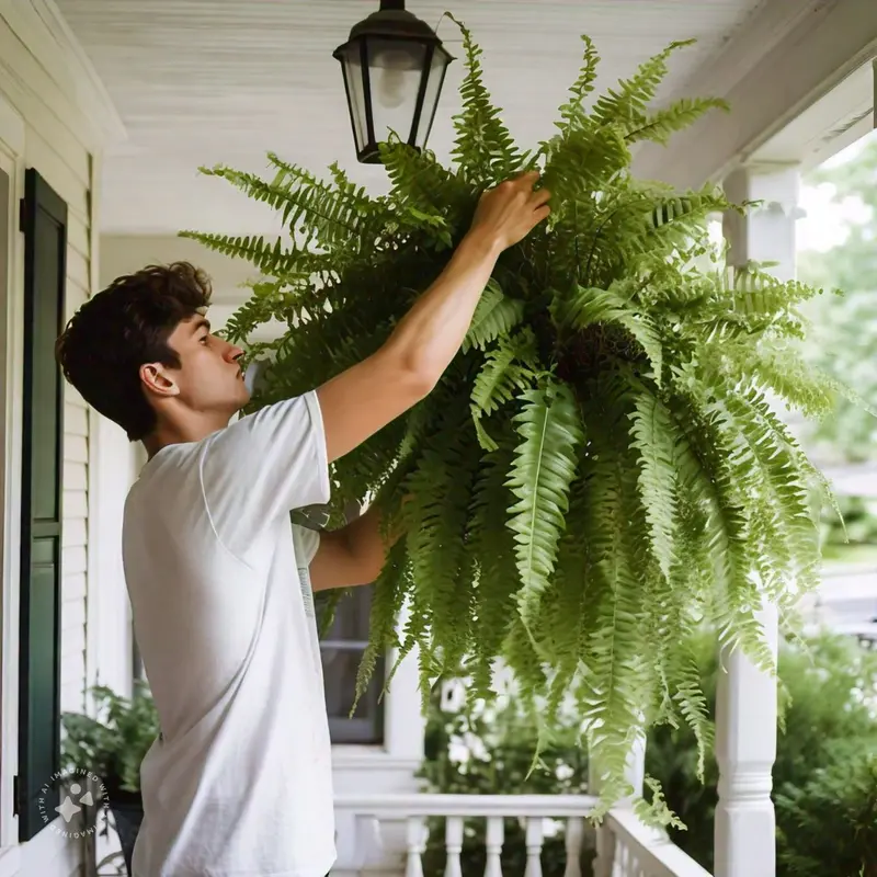 Lifelike Artificial Boston Fern – UV-Resistant, Waterproof Outdoor Foliage Décor