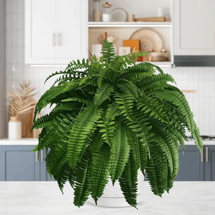 Lifelike Artificial Boston Fern – UV-Resistant, Waterproof Outdoor Foliage Décor