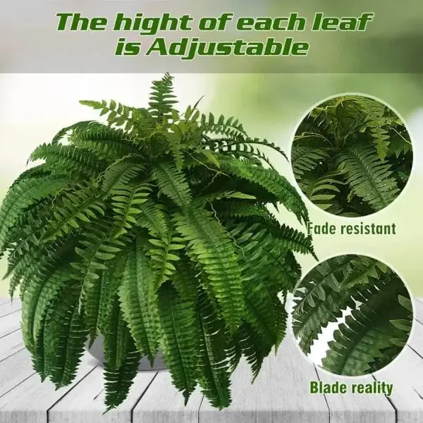 Lifelike Artificial Boston Fern – UV-Resistant, Waterproof Outdoor Foliage Décor
