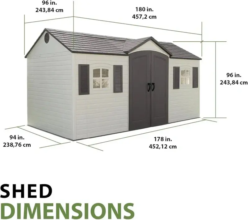 Lifetime 6446 Outdoor Storage Shed – 8 ft x 15 ft, Desert Sand Color, Durable Polyethylene Walls & Steel Frame