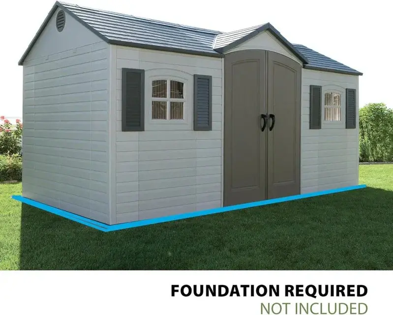 Lifetime 6446 Outdoor Storage Shed – 8 ft x 15 ft, Desert Sand Color, Durable Polyethylene Walls & Steel Frame