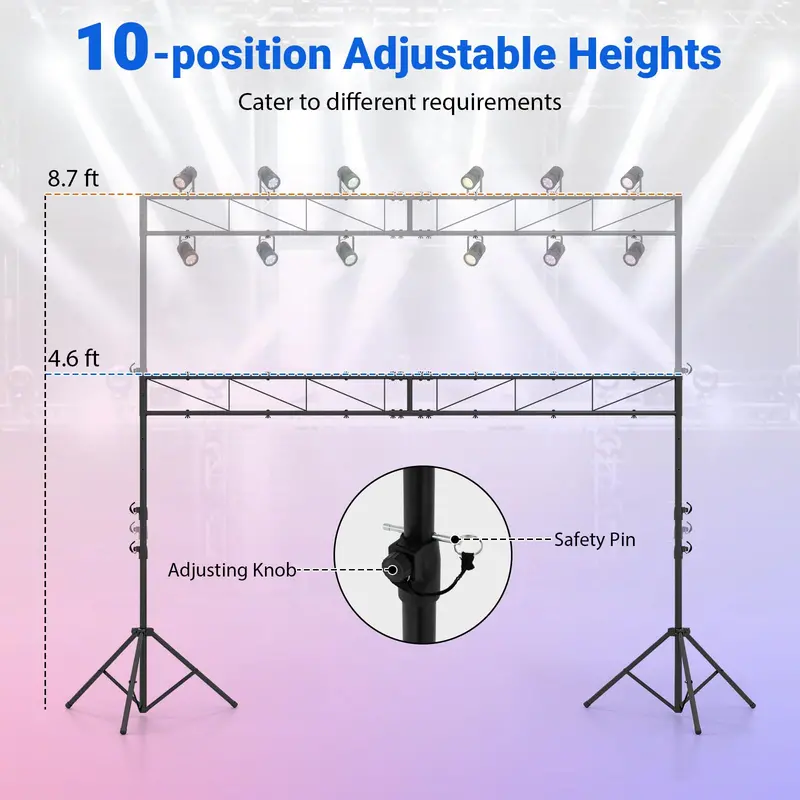 Lighting Truss System – Supports 12 Fixtures, 110-LB Load Capacity