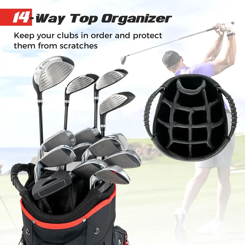 Lightweight 14-Way Golf Bag – Compact Travel-Friendly Club Carrier with Dual Straps