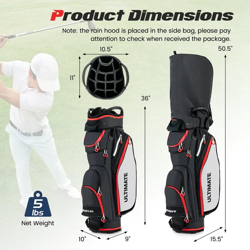 Lightweight 14-Way Golf Bag – Compact Travel-Friendly Club Carrier with Dual Straps
