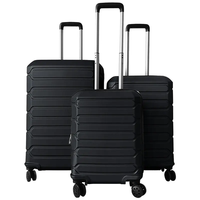 Lightweight 3-Piece Hardshell Spinner Luggage Set — 20/24/28 Inch (Classic Cross Stripe Design)