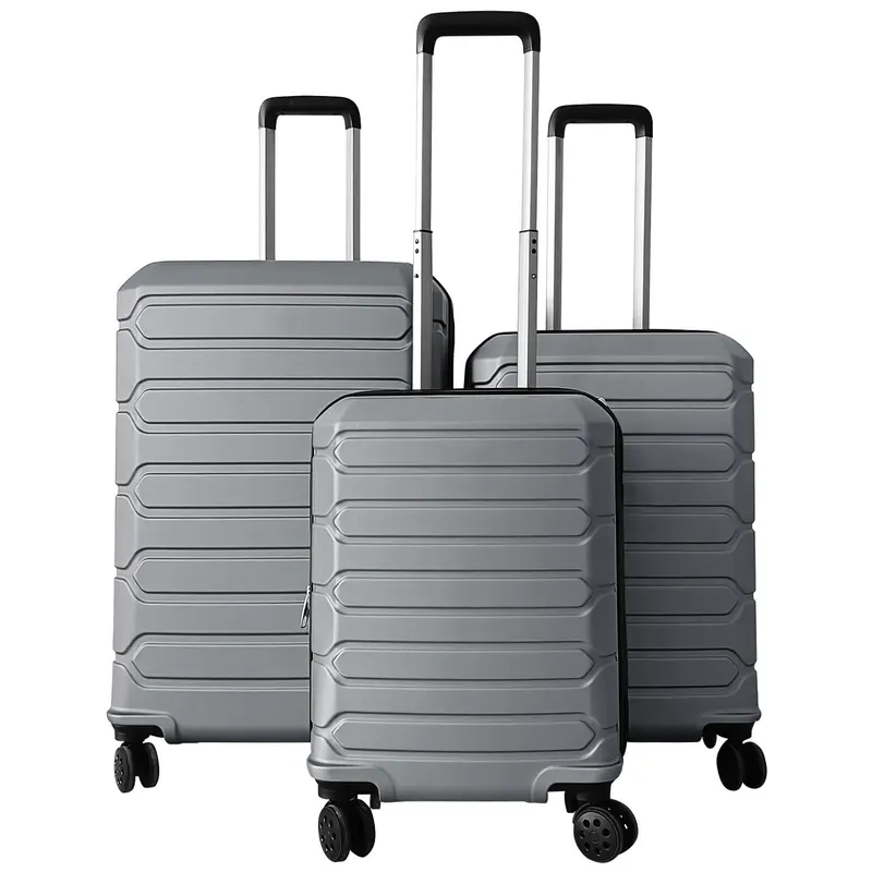 Lightweight 3-Piece Hardshell Spinner Luggage Set — 20/24/28 Inch (Classic Cross Stripe Design)