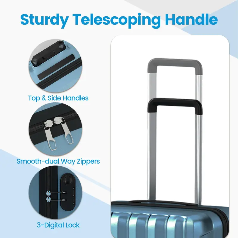 Lightweight 3-Piece Hardshell Spinner Luggage Set — 20/24/28 Inch (Vertical Stripe Design) 2