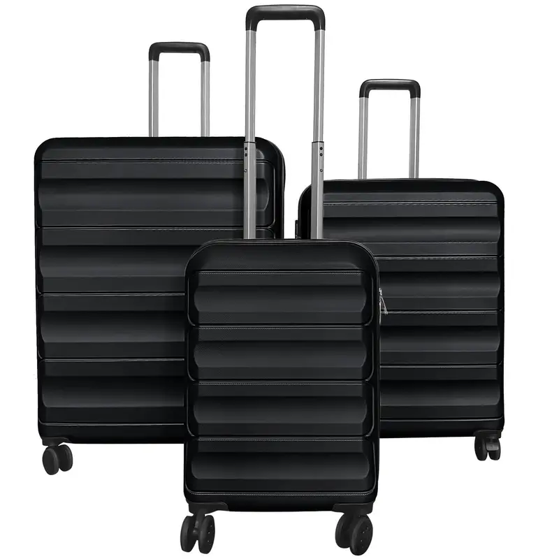Lightweight 3-Piece Hardshell Spinner Luggage Set — 20/24/28 Inch (Wide Cross Stripe Design)