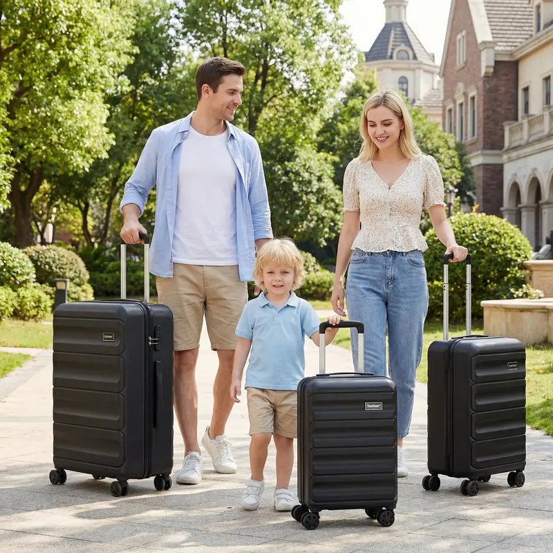 Lightweight 3-Piece Hardshell Spinner Luggage Set — 20/24/28 Inch (Wide Cross Stripe Design)
