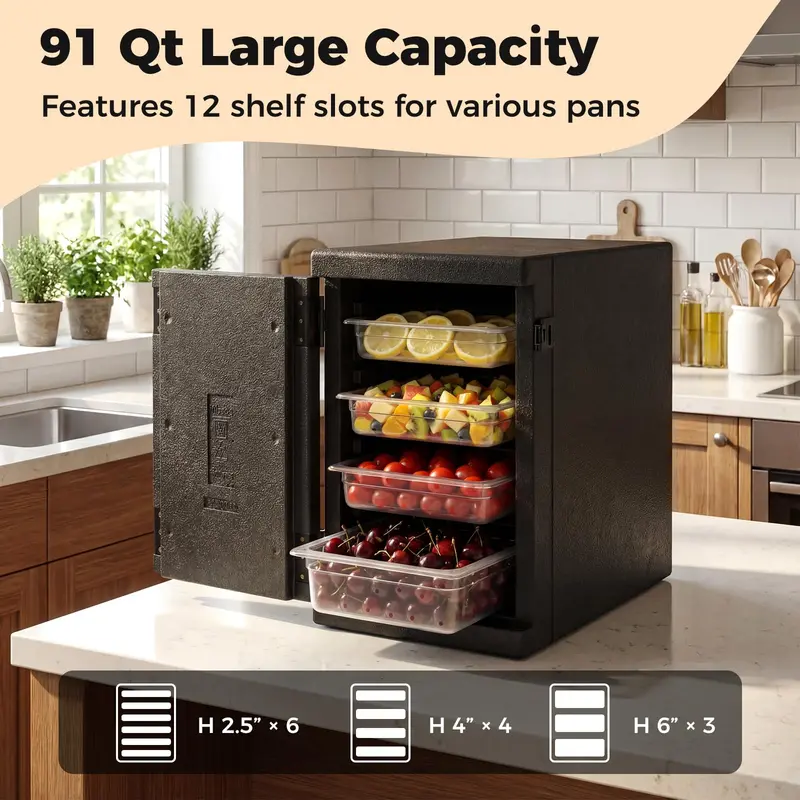 Lightweight 91-Qt Food Warmer/Cooler with Front Access Door and Durable Sealing Strips